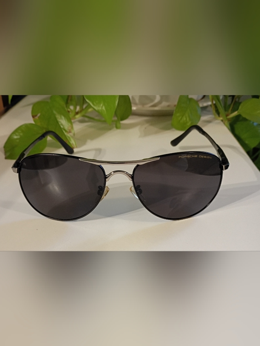Porsche Design Black and Silver Aviator Sunglasses